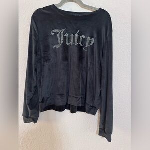 Juicy Couture Women’s Black Velour Crewneck Sleep/Lounge Wear Sweatshirt XL NWT